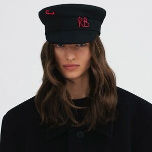 Black and Red Embroidered Women's Hat